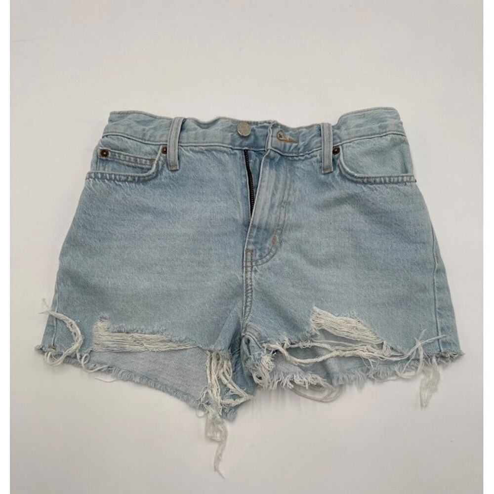 BDG Girlfriend High-Rise Distressed Denim Jean Shorts Light Wash Size 24 Jorts